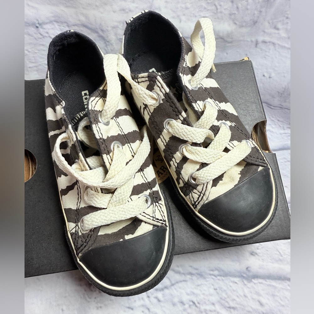 Converse Black and Cream Animal Patterned Toddler Sneakers